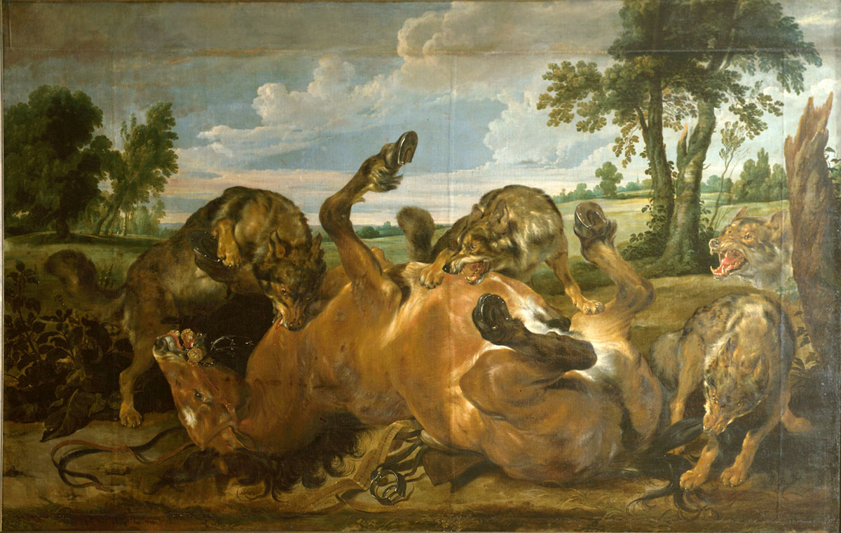 Cheval dévoré par des loups